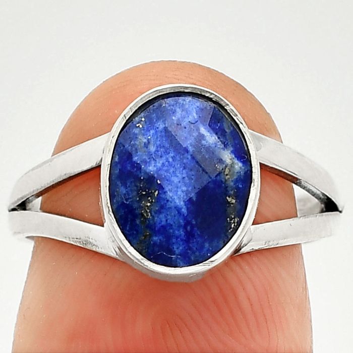Faceted Lapis Lazuli Ring size-7 SDR235995 R-1002, 8x10 mm