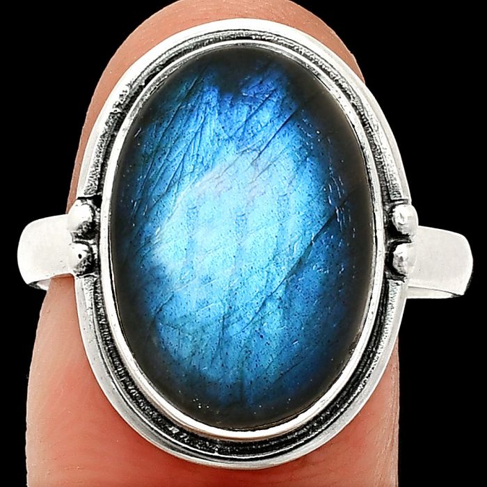 Blue Fire Labradorite Ring size-9.5 SDR236046 R-1175, 12x17 mm