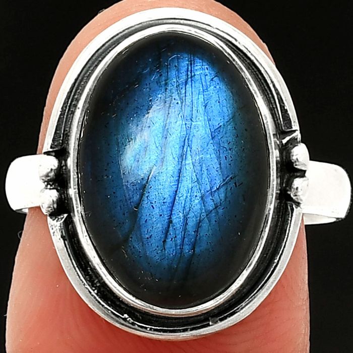 Blue Fire Labradorite Ring size-8 SDR236050 R-1175, 11x15 mm