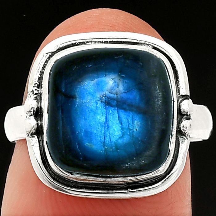 Blue Fire Labradorite Ring size-7 SDR236051 R-1175, 12x12 mm