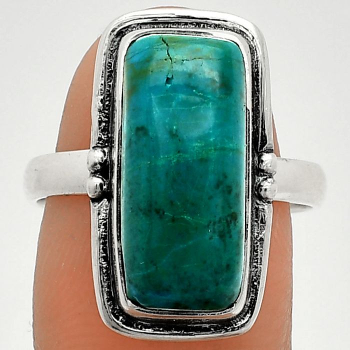 Azurite Chrysocolla Ring size-9 SDR236062 R-1175, 8x18 mm