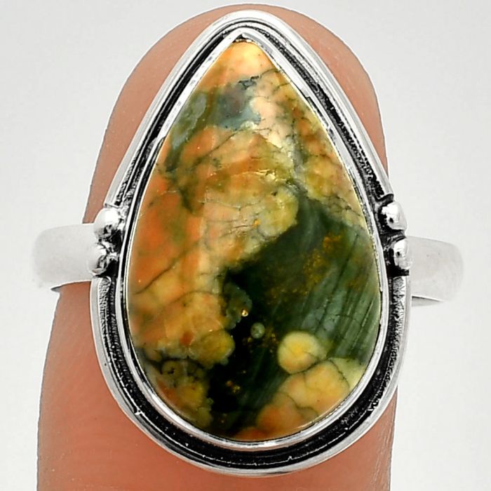 Rhyolite - Rainforest Jasper Ring size-9.5 SDR236074 R-1175, 12x19 mm