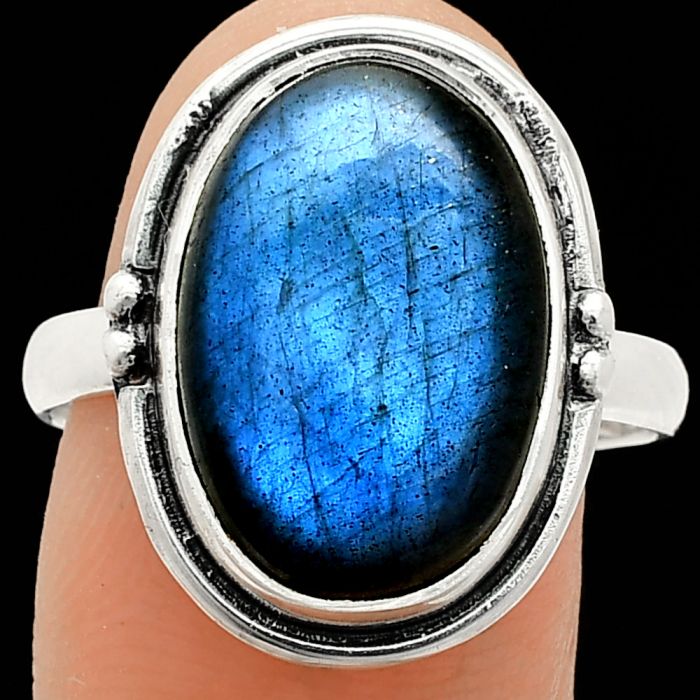 Blue Fire Labradorite Ring size-9.5 SDR236106 R-1175, 12x17 mm