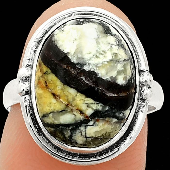 Authentic White Buffalo Turquoise Nevada Ring size-7 SDR236136 R-1175, 12x15 mm