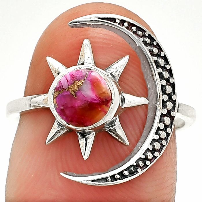 Star Moon - Kingman Pink Dahlia Turquoise Ring size-7 SDR236148 R-1015, 6x6 mm