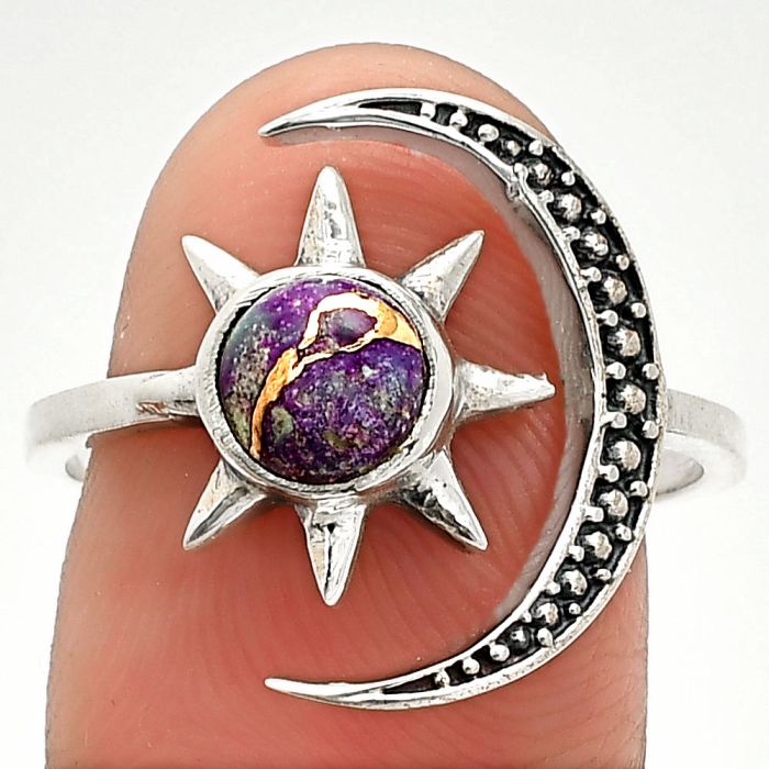 Star Moon - Copper Purple Turquoise Ring size-8 SDR236177 R-1015, 6x6 mm