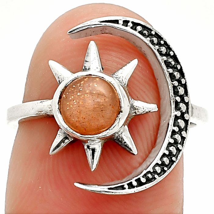 Star Moon - Sunstone Ring size-6.5 SDR236227 R-1015, 6x6 mm