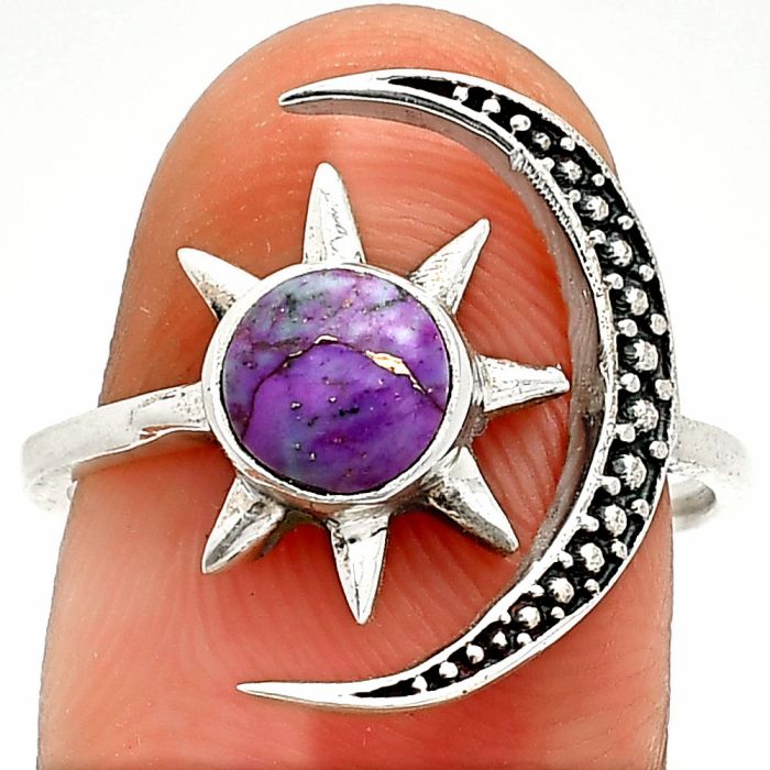 Star Moon - Copper Purple Turquoise Ring size-7.5 SDR236231 R-1015, 6x6 mm