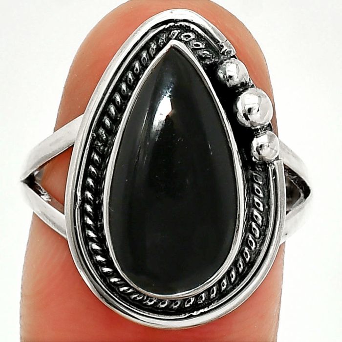 Black Onyx Ring size-8 SDR236253 R-1148, 8x16 mm
