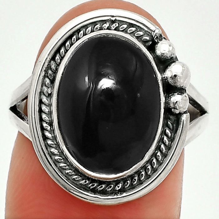 Black Onyx Ring size-8 SDR236281 R-1148, 10x14 mm
