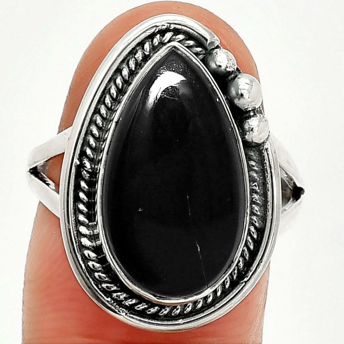 Black Onyx Ring size-8 SDR236296 R-1148, 10x17 mm