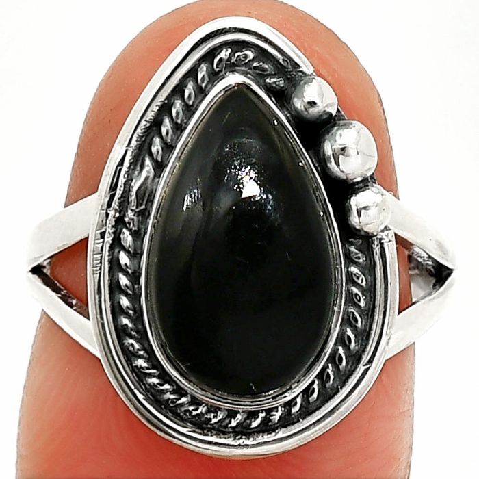 Black Onyx Ring size-7 SDR236309 R-1148, 8x14 mm