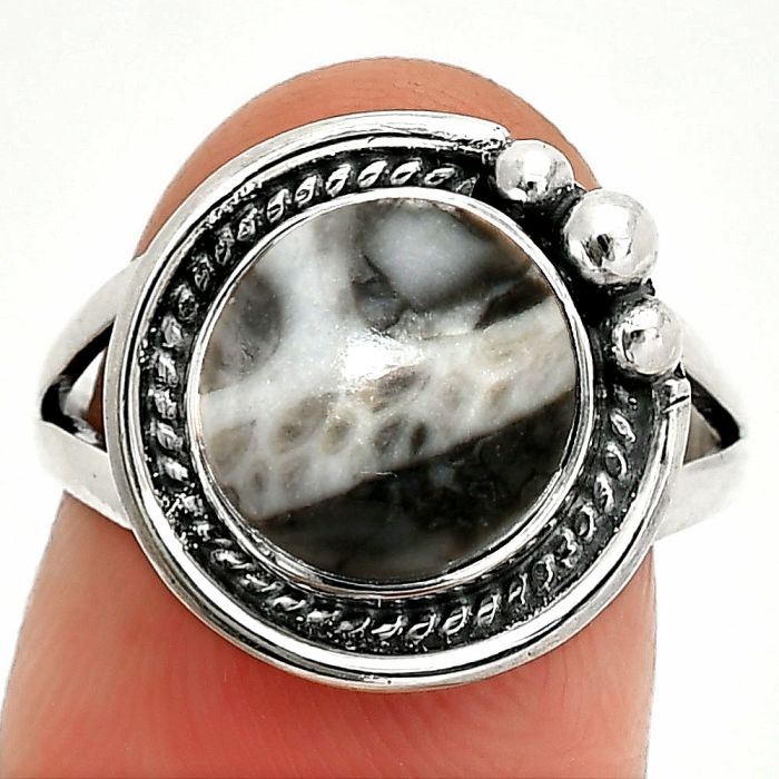 Mexican Cabbing Fossil Ring size-7 SDR236353 R-1148, 10x10 mm