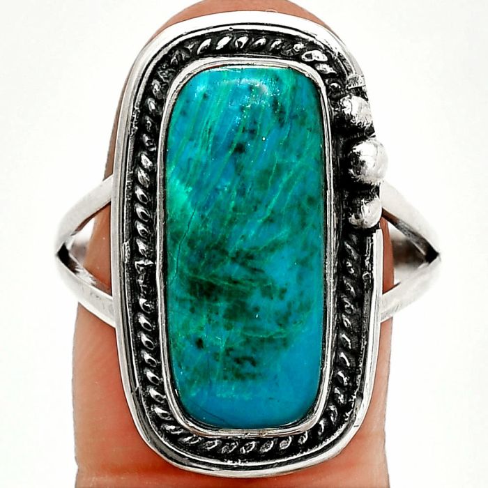 Azurite Chrysocolla Ring size-10 SDR236358 R-1148, 9x19 mm