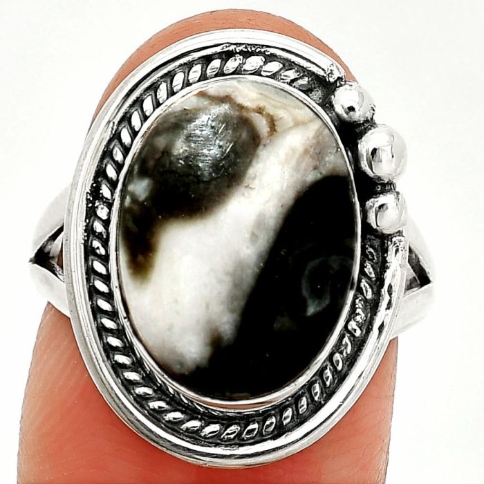 Mexican Cabbing Fossil Ring size-7 SDR236364 R-1148, 9x13 mm