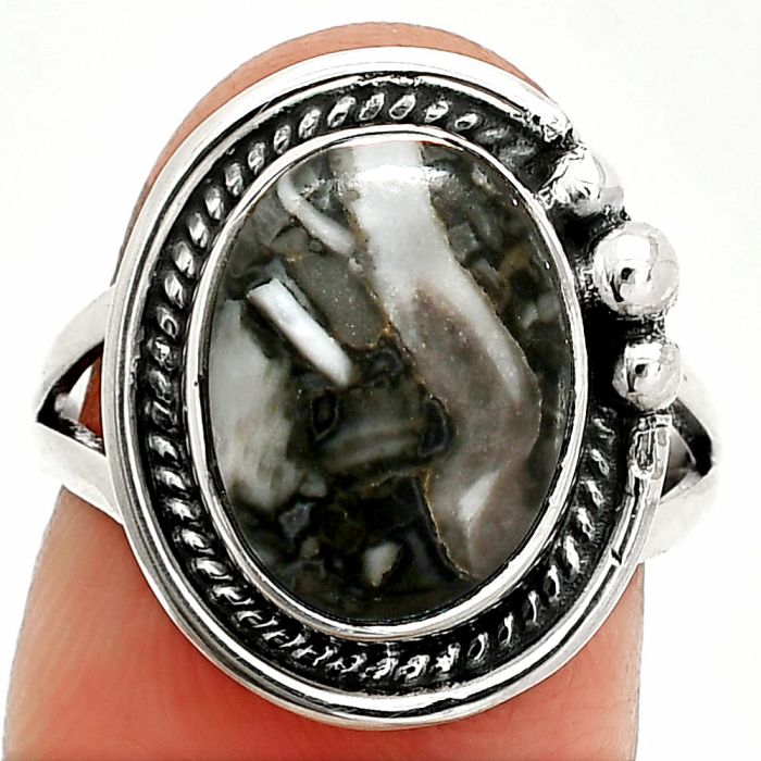 Mexican Cabbing Fossil Ring size-7 SDR236375 R-1148, 10x13 mm
