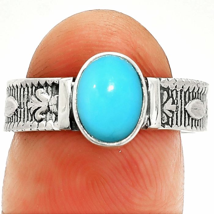 Sleeping Beauty Turquoise Ring size-7 SDR236424 R-1058, 6x8 mm