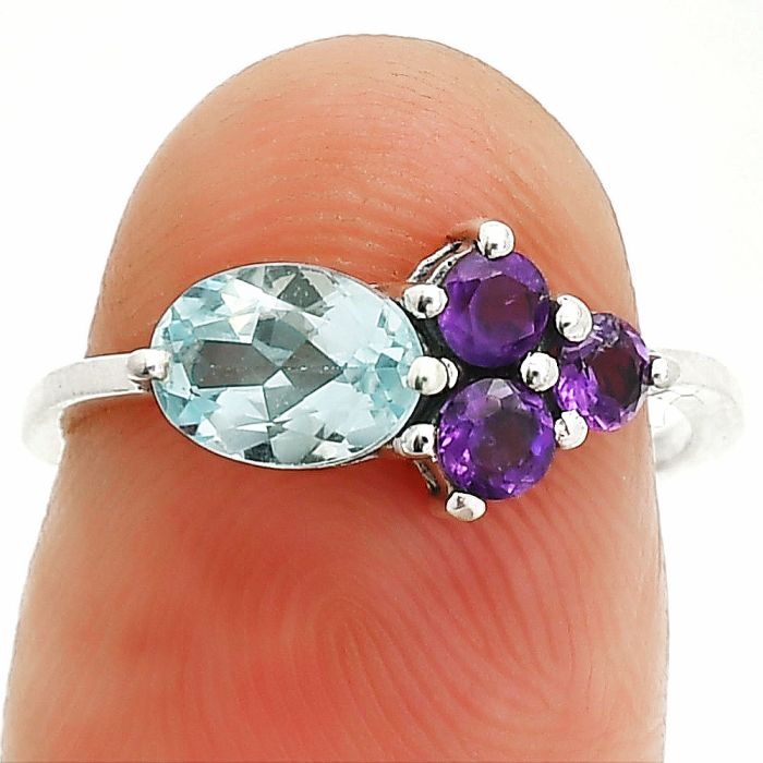 Sky Blue Topaz and Amethyst Ring size-5.5 SDR236434 R-1250, 5x7 mm