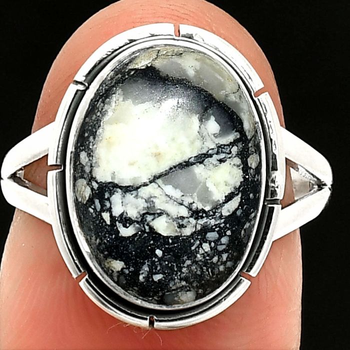 Authentic White Buffalo Turquoise Nevada Ring size-6.5 SDR236446 R-1012, 10x14 mm