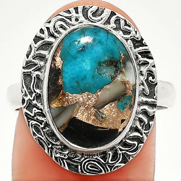 Copper Abalone Shell Ring size-9 SDR236544 R-1649, 10x14 mm