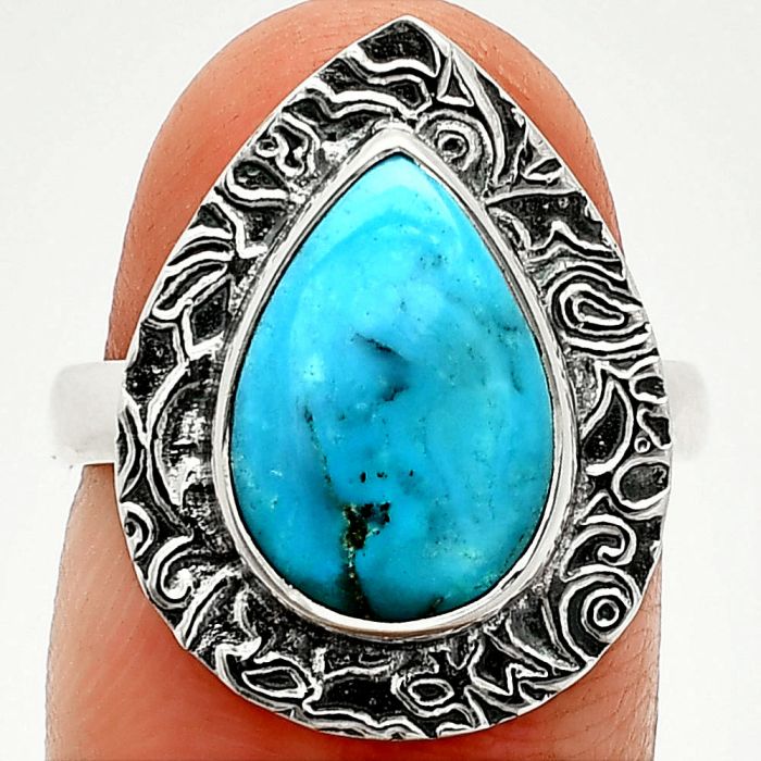 Natural Turquoise Morenci Mine Ring size-7 SDR236575 R-1649, 9x13 mm