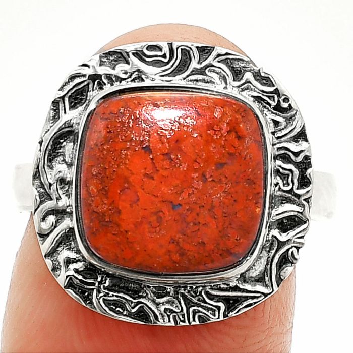 Red Moss Agate Ring size-8 SDR236585 R-1649, 11x11 mm