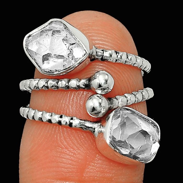 Adjustable - Herkimer Diamond Ring size-5 SDR237106 R-1724, 7x8 mm