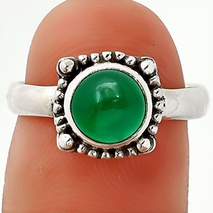 Green Onyx Ring size-8 SDR237239 R-1725, 7x7 mm