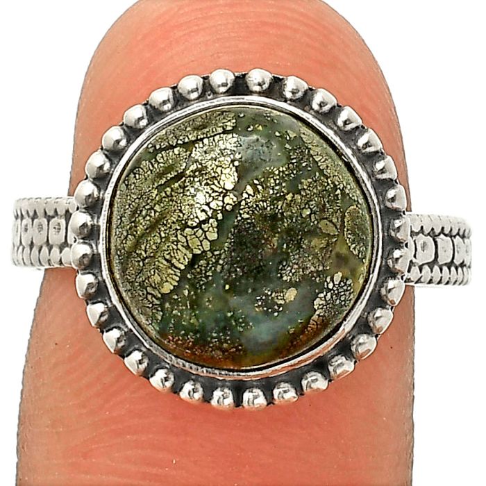Nipomo Marcasite Agate Ring size-9 SDR237274 R-1071, 12x12 mm
