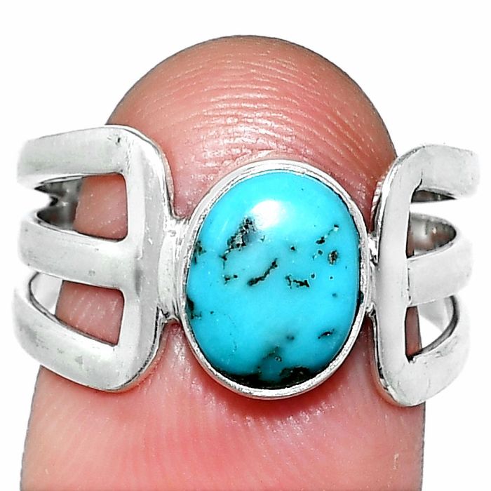 Natural Turquoise Morenci Mine Ring size-8 SDR237488 R-1162, 7x9 mm