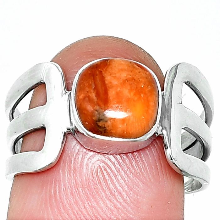Red Sponge Coral Ring size-8 SDR237520 R-1162, 8x8 mm