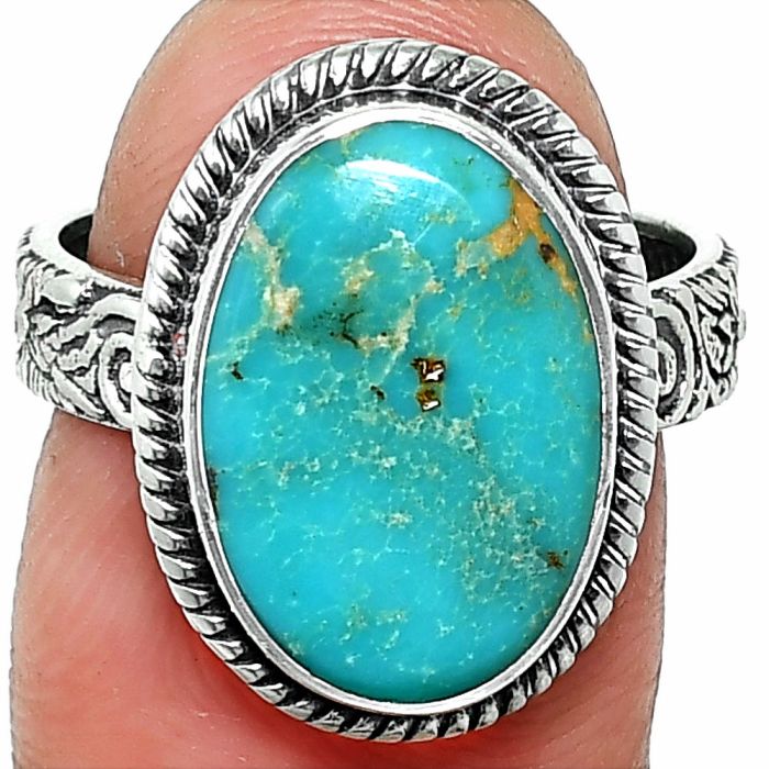 Natural Rare Turquoise Nevada Aztec Mt Ring size-7 SDR237645 R-1067, 10x15 mm