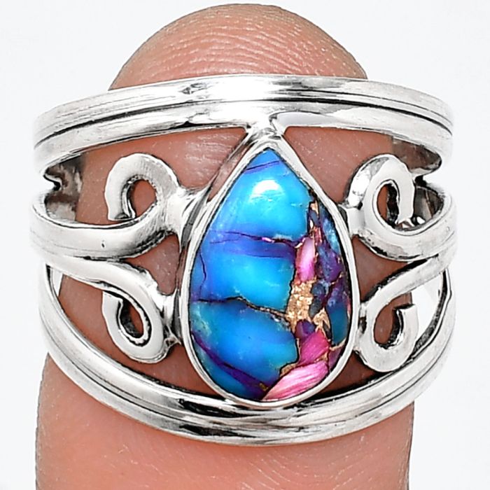 Kingman Pink Dahlia Turquoise Ring size-7 SDR237692 R-1132, 7x11 mm