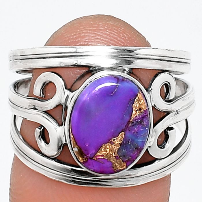 Copper Purple Turquoise Ring size-8 SDR237725 R-1132, 8x11 mm