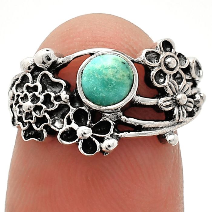Floral - Natural Rare Turquoise Nevada Aztec Mt Ring size-6 SDR237758 R-1041, 5x5 mm
