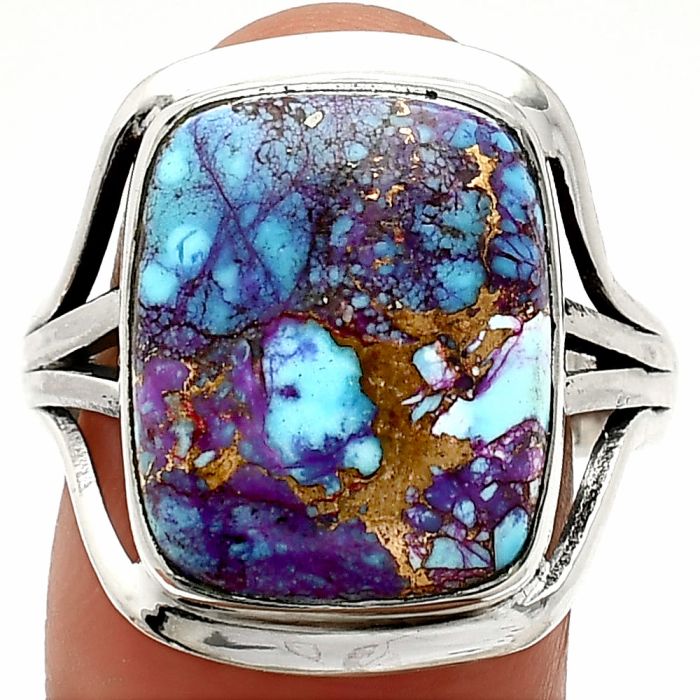 Kingman Purple Dahlia Turquoise Ring size-9.5 SDR237891 R-1219, 14x17 mm