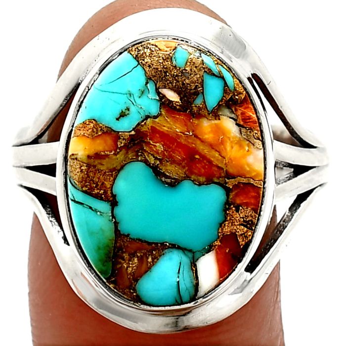 Spiny Oyster Turquoise Ring size-10 SDR237928 R-1219, 14x18 mm