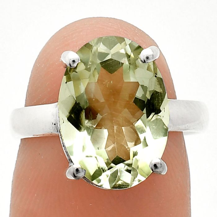 Prasiolite (Green Amethyst) Ring size-7 SDR238046 R-1019, 10x14 mm