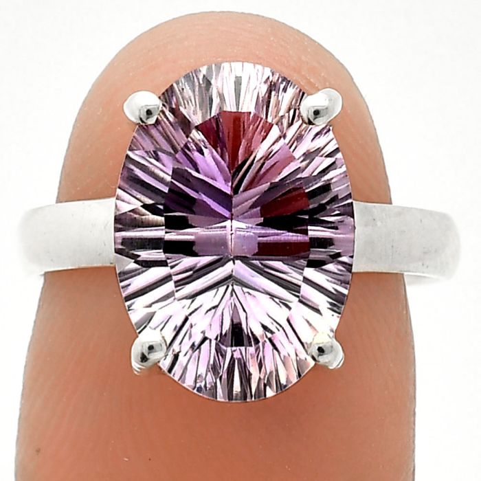 Amethyst Concave Ring size-7 SDR238048 R-1019, 10x14 mm