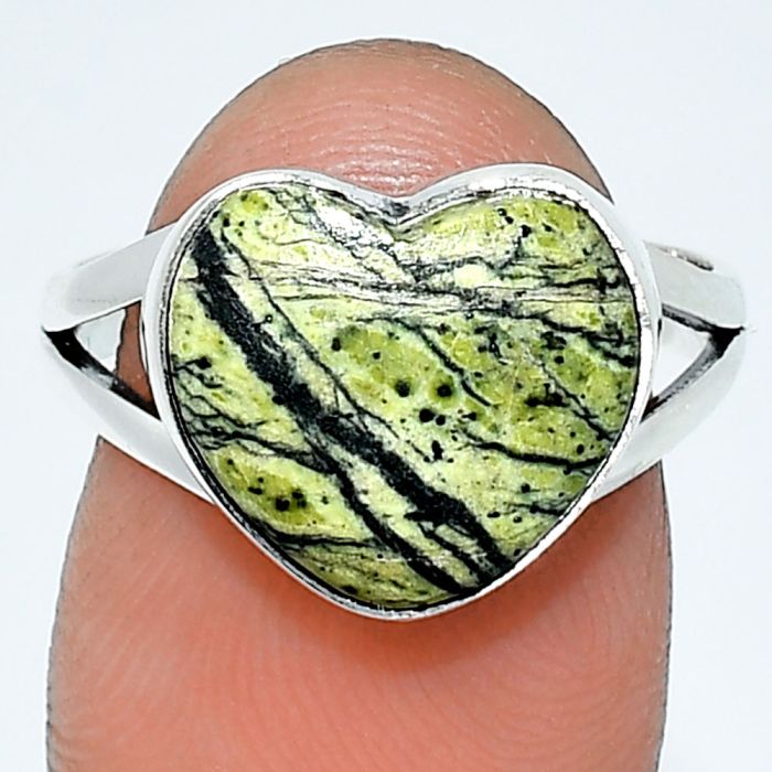 Heart - Serpentine Ring size-8 SDR238103 R-1073, 12x13 mm