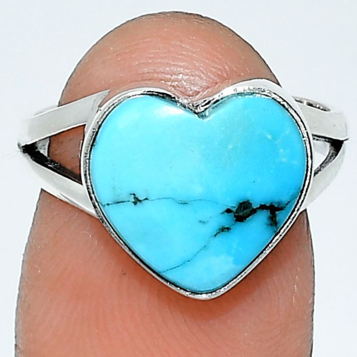 Heart - Natural Rare Turquoise Nevada Aztec Mt Ring size-7 SDR238115 R-1073, 12x12 mm