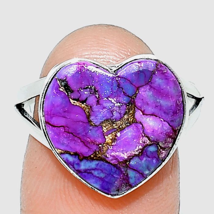 Heart - Copper Purple Turquoise Ring size-9 SDR238145 R-1073, 15x15 mm