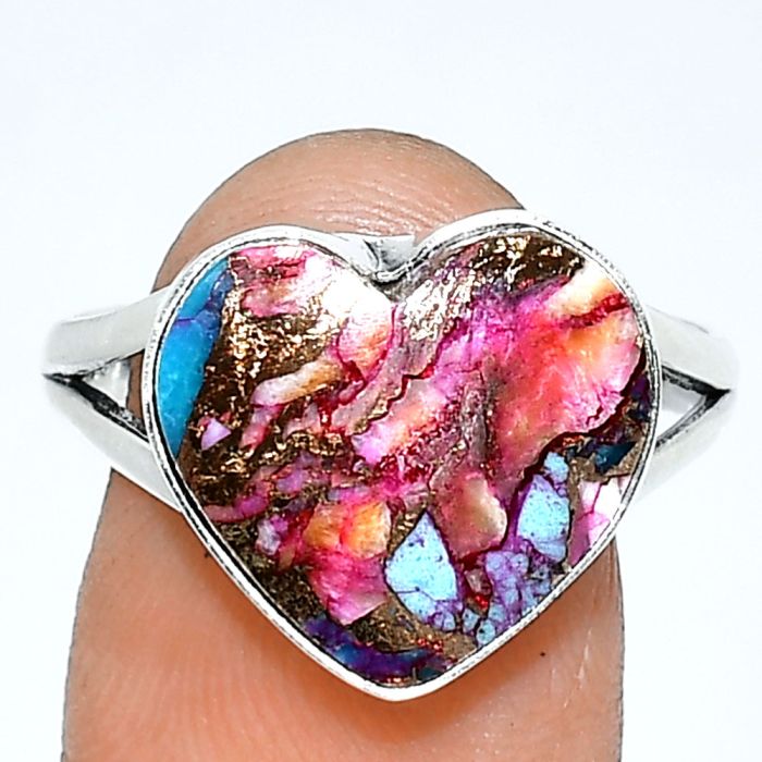 Heart - Kingman Pink Dahlia Turquoise Ring size-9.5 SDR238148 R-1073, 15x15 mm