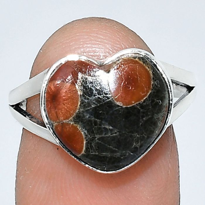 Heart - Peanut Obsidian Ring size-8 SDR238174 R-1073, 12x13 mm
