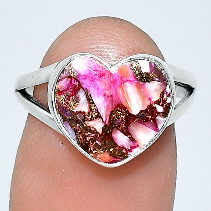 Heart - Kingman Pink Dahlia Turquoise Ring size-7 SDR238180 R-1073, 11x12 mm