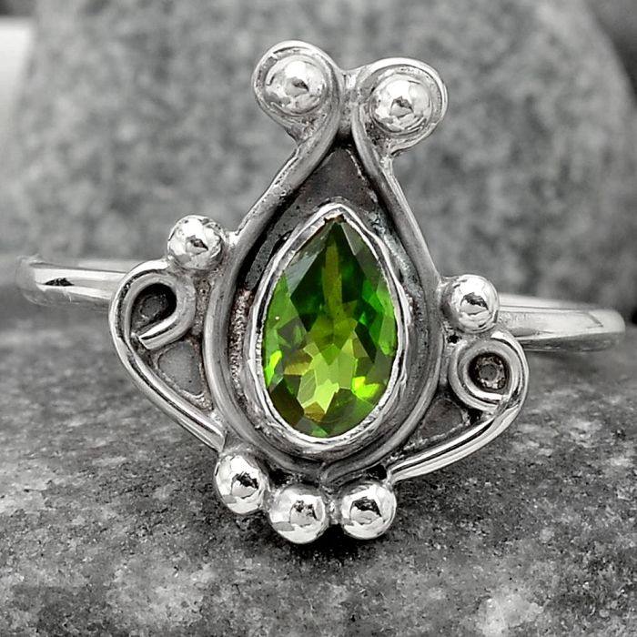 Natural Chrome Diopside Ring size-9 SDR76304, 5x8 mm