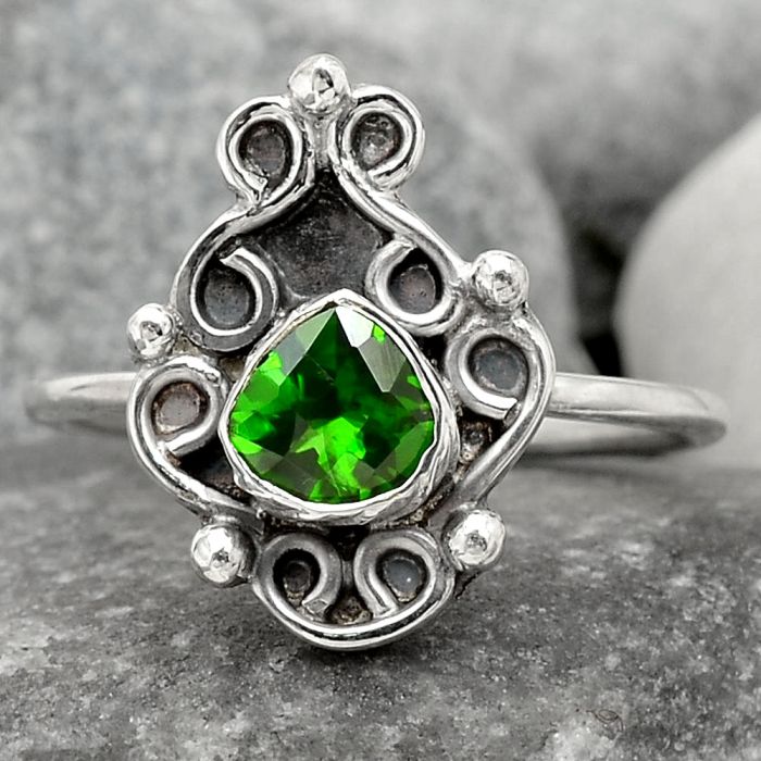 Natural Chrome Diopside Ring size-10 SDR76331, 6x6 mm