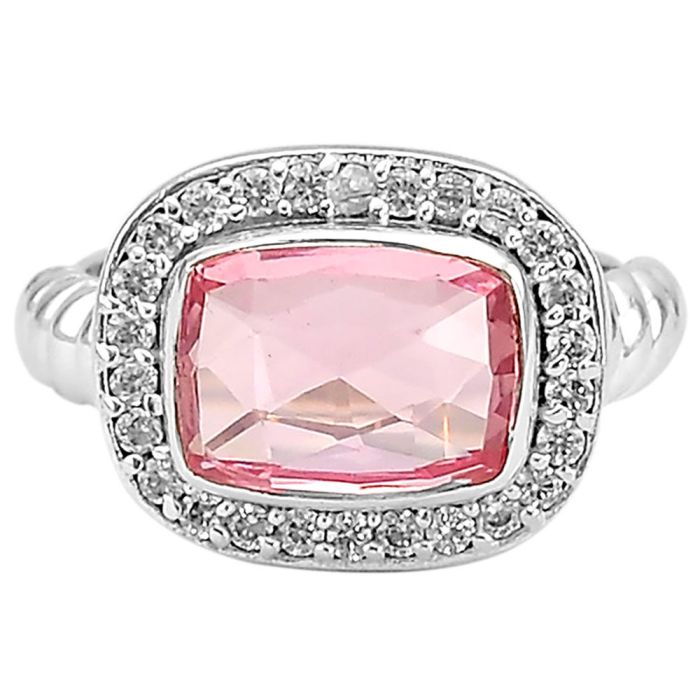 Lab Created Pink Morganite Ring size-7.5 SDR79821, 8x11 mm
