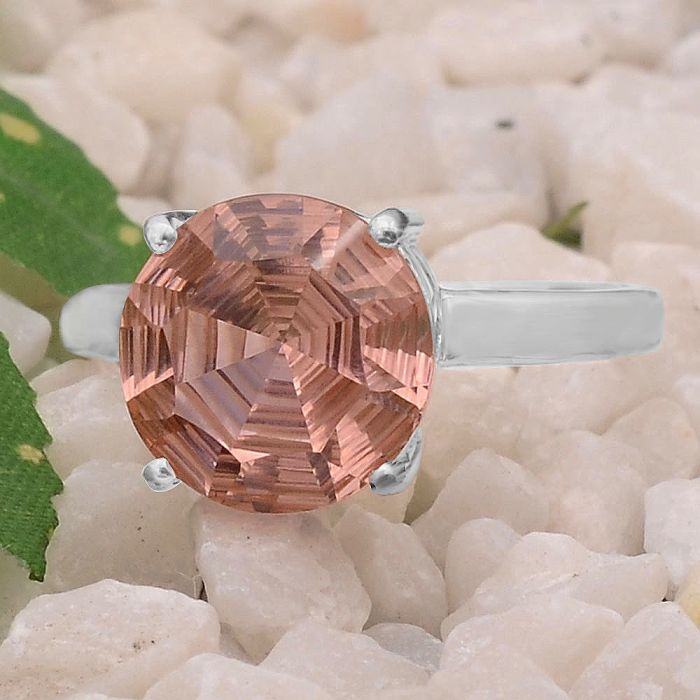 Lab Created Pink Morganite Ring size-7.5 SDR80825 R-1019, 10x10 mm
