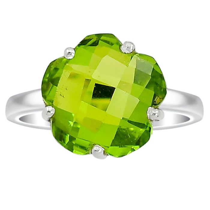 Lab Created Peridot Ring size-8.5 SDR80941 R-1019, 12x12 mm